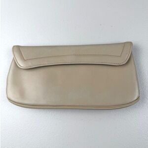 Vintage‎ Marlow Beige Leather Clutch Bag Envelope Snap Closure Made in USA